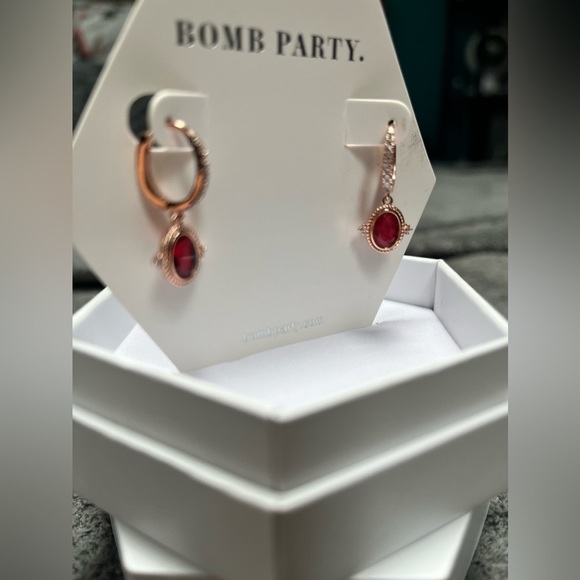 NWT Bomb Party July 2023 Birthday Ruby Earrings - Picture 3 of 4